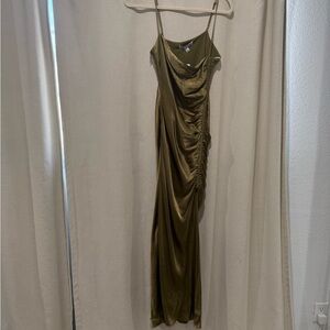 Shona Joy Green and Gold Slip Maxi Dress